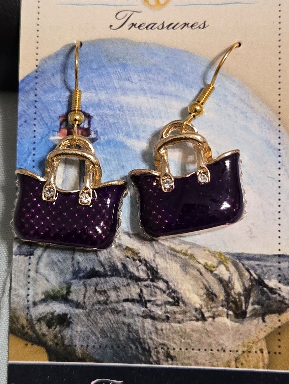 Purple Hand Bag Earrings — Women Bags Accessory